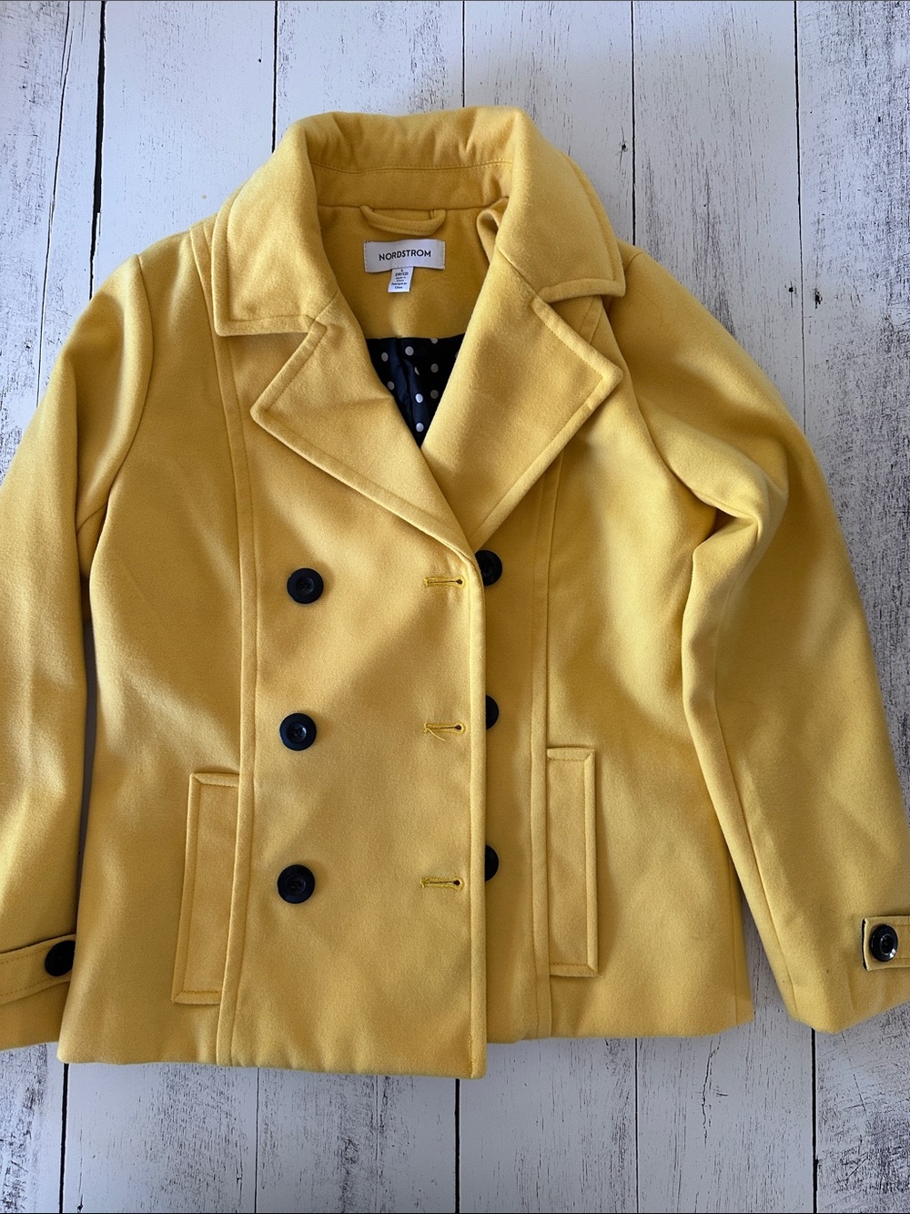 Nordstrom Kids Yellow Double-Breasted Peacoat size L